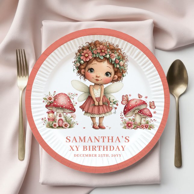 Launenhaft Fee 3. Geburtstag Rosa Blumen Teller (Whimsy Fairy 3rd Birthday Pink Flowers Plates)
