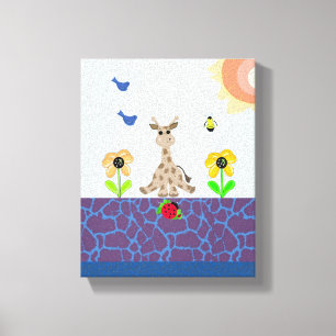 Launenhafte Giraffe in einer Naturszene Leinwanddruck
