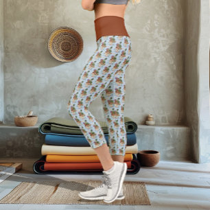 Launenhafte Grüne Fantasie Drache Pilz Blumen Capri Leggings