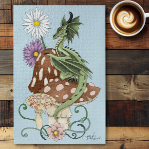 Launenhafte Grüne Fantasie Drache Pilz Blumen Puzzle
