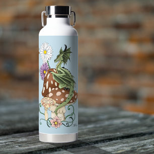 Launenhafte Grüne Fantasie-Drachen-Pilz-Blumen Trinkflasche