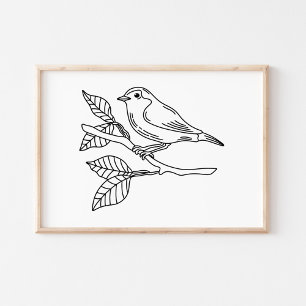 Launenhafte handgezeichnete Vogelillustration Poster