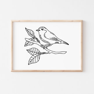 Launenhafte handgezeichnete Vogelillustration Poster