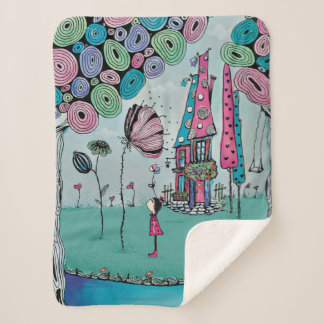 Launenhafte Mädchen-Illustration Sherpa-Decke Sherpadecke