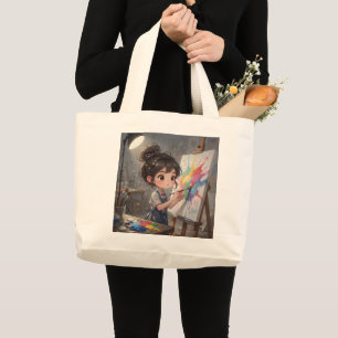 Launenhafte Mädchenmalerin-Tasche Jumbo Stoffbeutel