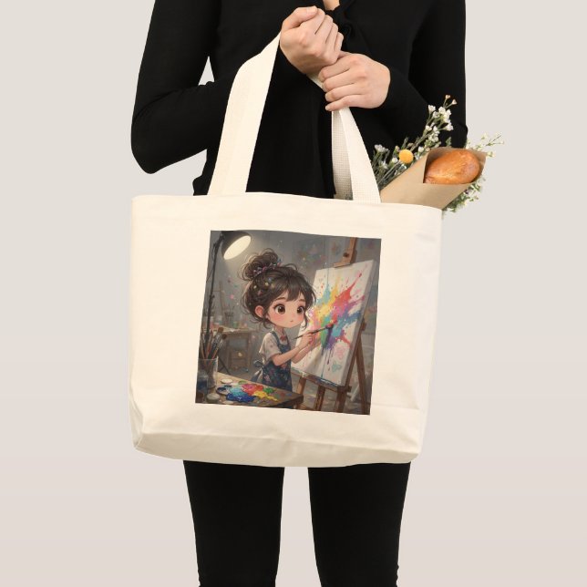 Launenhafte Mädchenmalerin-Tasche Jumbo Stoffbeutel (Vorderseite (Produkt))