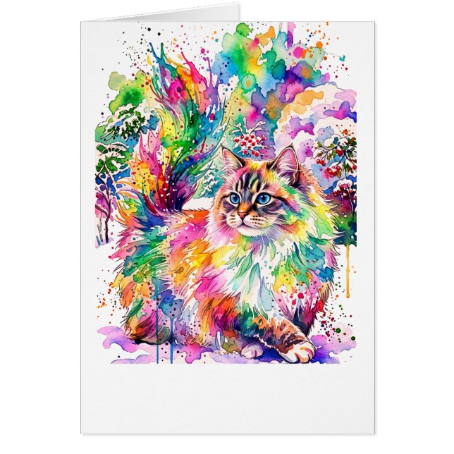 Launenhafte Regenbogen-Wasserfarben-Fluschkatze im (Vorne)