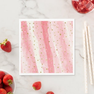Launenhafte rosa goldene Punkte Geburtstag Serviette