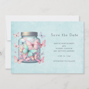 Launenhafte Schmetterlinge im Glas Save The Date