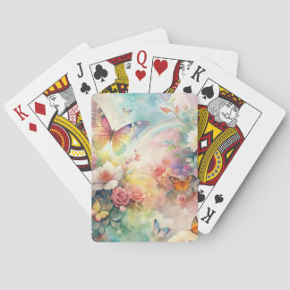 Launenhafte Schmetterlinge und Blumen Spielkarten