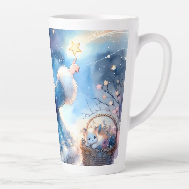 Launenhafte Sternenguckerin Wasserfarbe Milchtasse (Rechts)