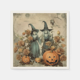 Launenhafte viktorianische Hexen-Kürbisrosen Serviette
