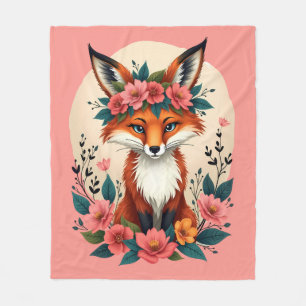 Launenhafter Boho-Fuchs mit floraler Krone Wald Fleecedecke