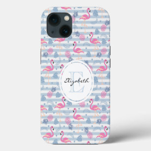 Launenhafter Flamingo & Ananas Muster iPhone 13 Hülle