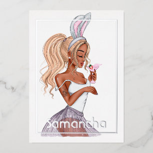 Launenhafter Hase Ostern Geburtstag Cocktail Mädch Folieneinladung