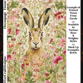Launenhafter Hase unter Wildblumen EX7 Decoupage Seidenpapier
