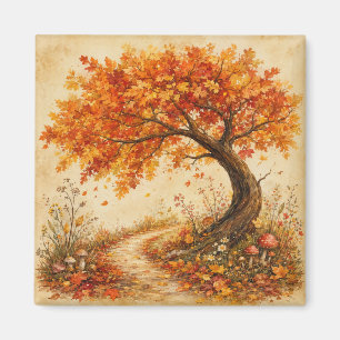 Launenhafter Herbstbaum, herbstliche Blätter, Natu Magnet