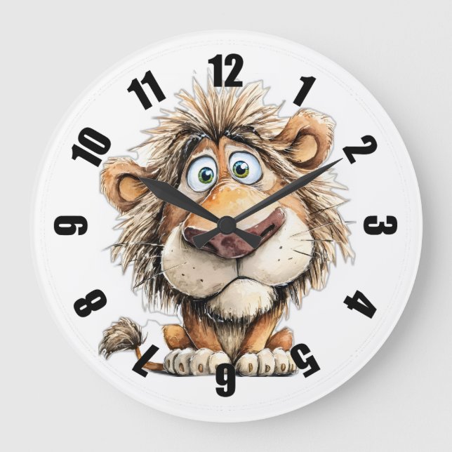 Launenhafter Löwe Große Wanduhr (Vorderseite)