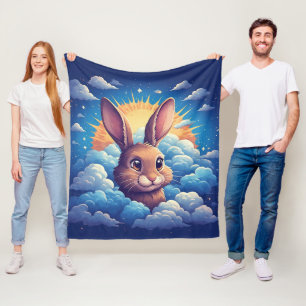 Launenhafter Osterhase, umgeben von Wolken Fleecedecke
