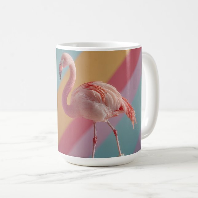 Launenhafter rosa Flamingo auf Rollschuhen Kaffeetasse (VorderseiteRechts)