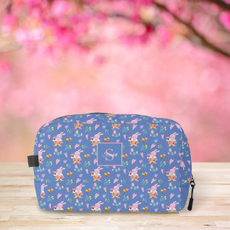 Launenhafter Trompeten-Hase & rosa Blumen mit indi Waschbeutel