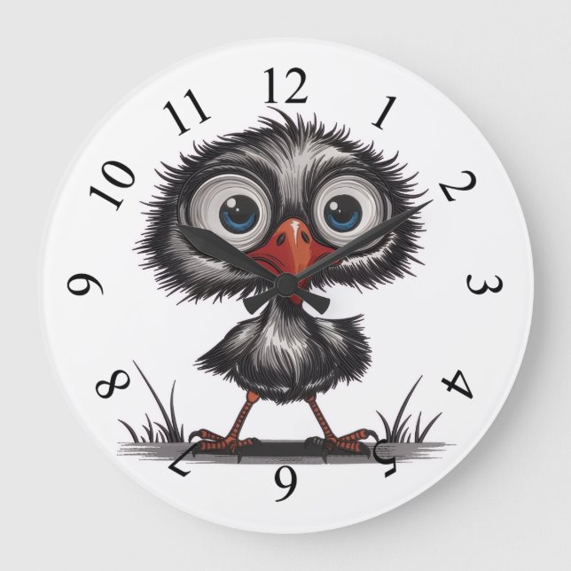 Launenhafter Vogel Große Wanduhr (Vorderseite)