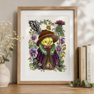 Launenhafter Vogel im viktorianischen Outfit mit W Poster