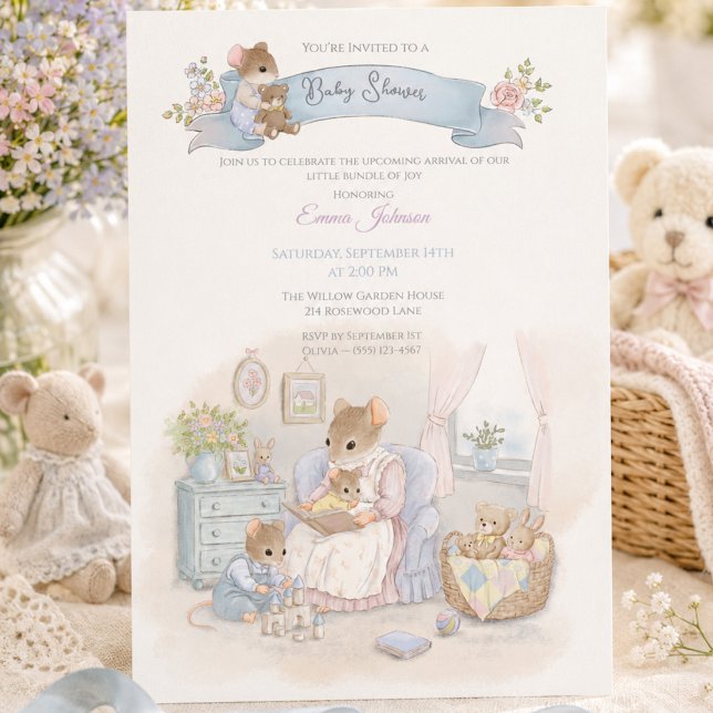 Launige Babyparty-Mäuse Einladung (Von Creator hochgeladen)