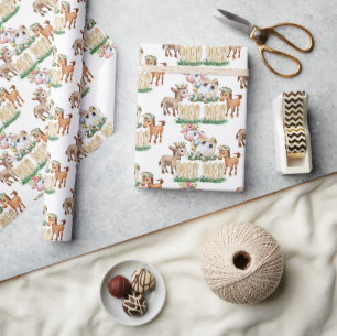 Launige Bauernhof-Blumen-Geburtstags-Verpackungspa Geschenkpapier
