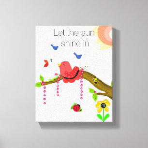 Launige Birdie mit Sonnenschein-Spruch Leinwanddruck