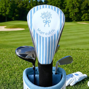 Launige Blaue Weiße Streifen Preppy Monogramm Golf Headcover