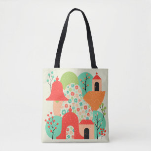 Launige Blumen Dorf-Tasche