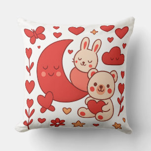 Launige Bunny- und Bär-Mond-Herz-Wurfkissen Kissen