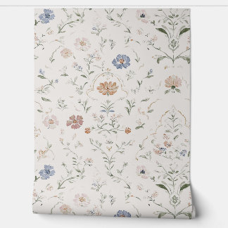 Launige Cottagecore Beige Wasserfarbe Wildblume Tapete