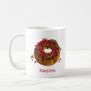 Launige Cranberry-Bundt-Kuchen-Monogramm Kaffeetasse