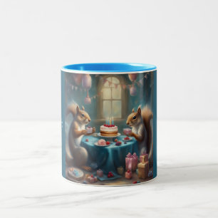 Launige Eichhörnchen-Geburtstagsfeier Zweifarbige Tasse