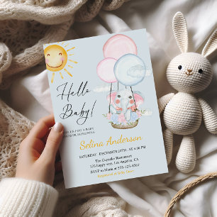 Launige Elefanten-Ballon-Baby-Shower-Einladung Einladung