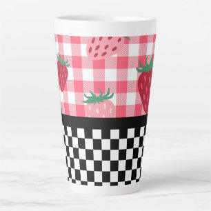Launige Erdbeeren und Schachbrett  Milchtasse