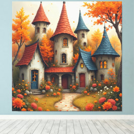 Launige Fantasy Cottage Herbstgestaltung Leinwanddruck