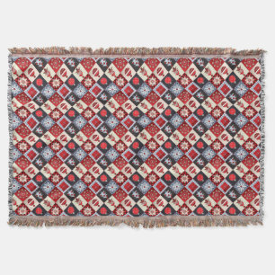 Launige Gingham-Weihnachts-Patchwork-Decke Decke