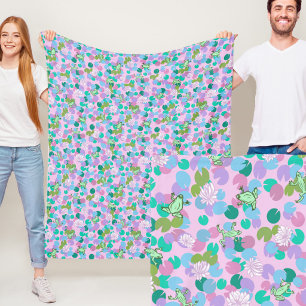 Launige grüne Frösche Rosa Fleece-Decke Fleecedecke