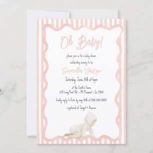 Launige handgezeichnete rosafarbene Babyparty für Einladung