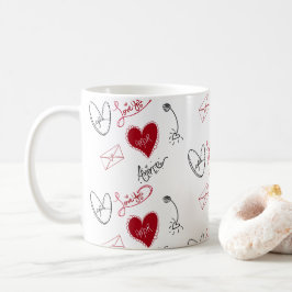 Launige handgezeichnete Valentinstag- Illustration Kaffeetasse