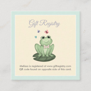 Launige Hellgrüne Frosch-Baby-Registry-QR Begleitkarte