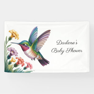 Launige Kolibri-Blumen-Baby-Party Banner