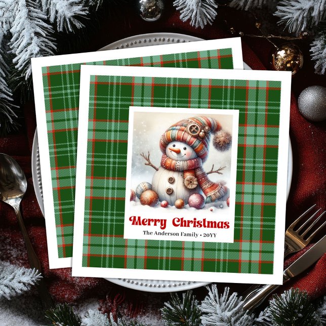 Launige lustige Weihnachts-Schneemann-Editierbare  Serviette (Whimsical Fun Christmas Snowman Editable Napkins )