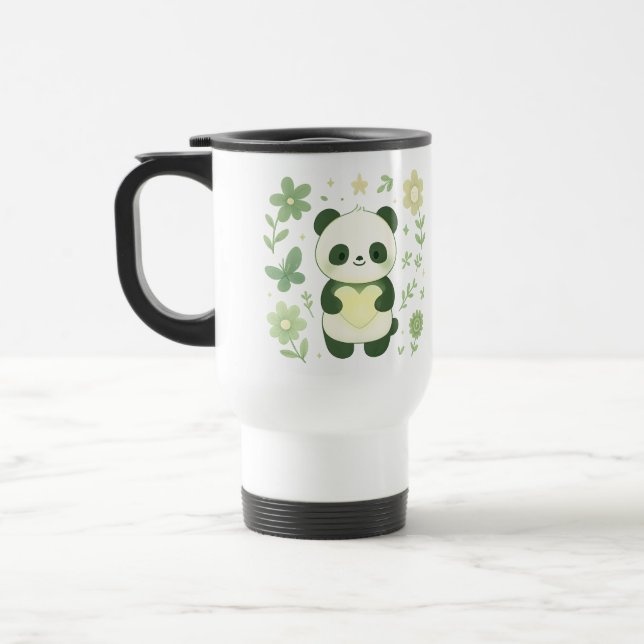 Launige Pandas Herz-Reisebecher Reisebecher (Links)