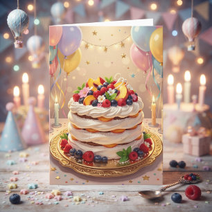 Launige Pavlova-Torte Alles Gute zum Geburtstag Karte