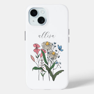 Launige personalisierte Blumen-Wildblumen  iPhone 15 Hülle