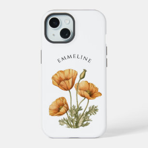 Launige personalisierte goldene Klatschmohnblumen iPhone 15 Hülle